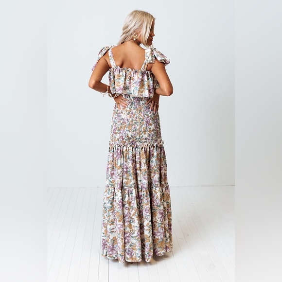 Dee Dee Home Sweet Hawaii Tie Shoulder Floral Drop Waist Maxi Dress Large - Picture 5 of 14